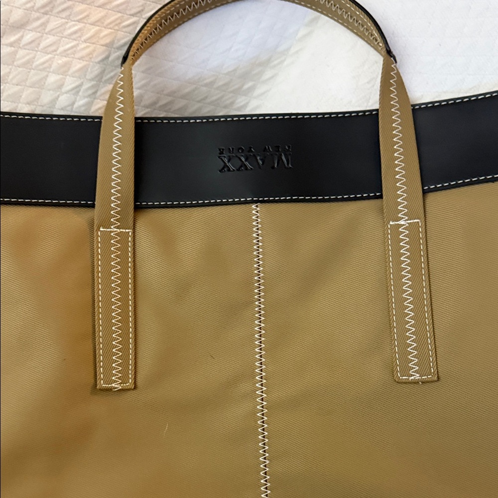 LIKE NEW ✨ MAXX NEW YORK Vintage Nylon Tote - Camel & Black Leather - Picture 13 of 13